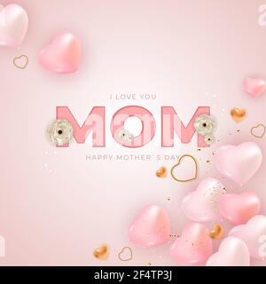 Ich liebe dich Mama. Alles gute zum Muttertag Hintergrund`s. Vektorgrafik Stock Vektor